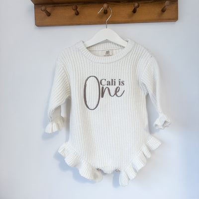 Birthday Personalised Frill Knitted Romper