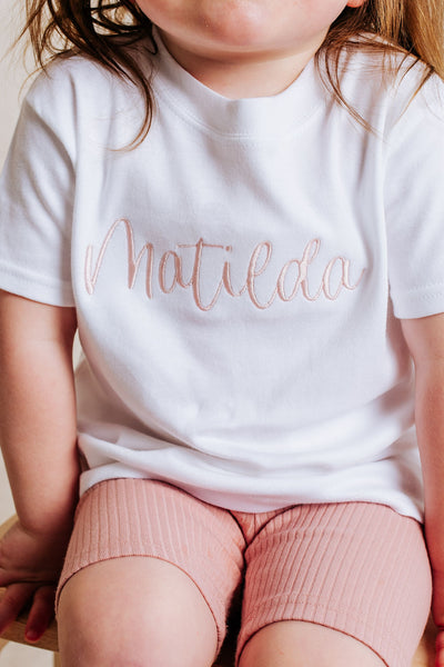 Personalised Tshirt and Dusty Pink Cycling Short Set