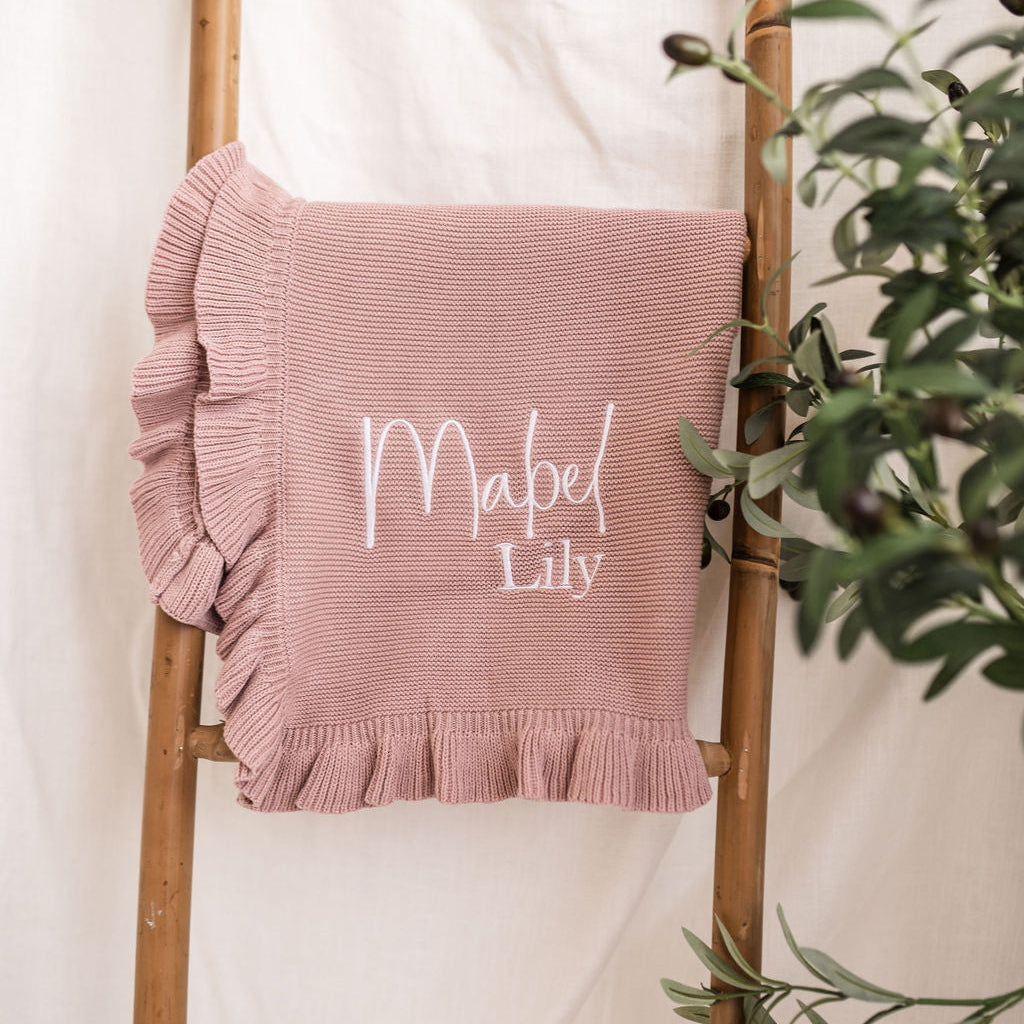 Dusty Pink Frill Personalised Blanket - PREORDER