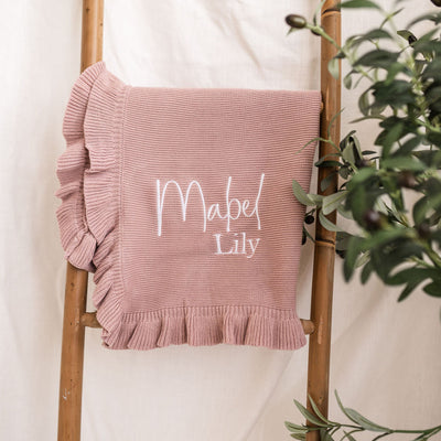 Dusty Pink Frill Personalised Blanket - PREORDER