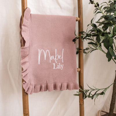 Dusty Pink Frill Personalised Blanket - PREORDER