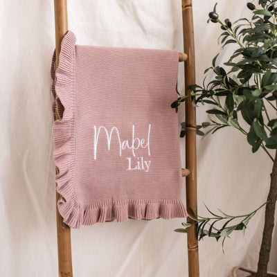 Dusty Pink Frill Personalised Blanket - PREORDER