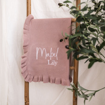 Dusty Pink Frill Personalised Blanket - PREORDER