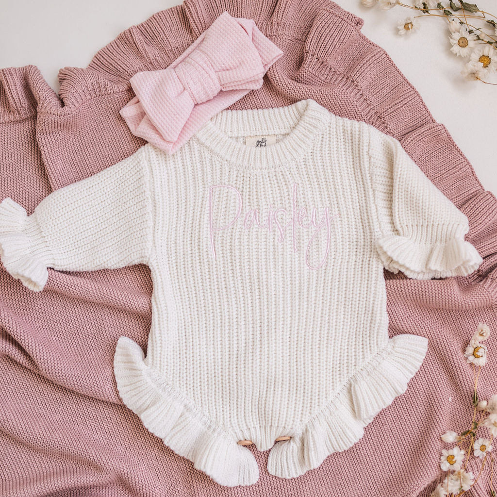 Personalised Frill Knitted Romper