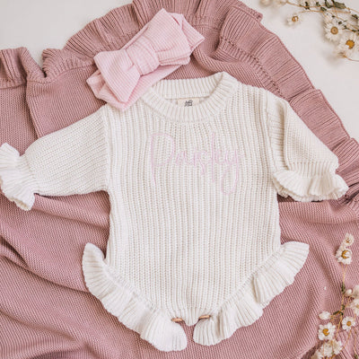 Personalised Frill Knitted Romper