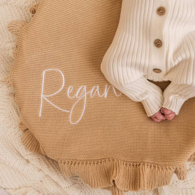 Camel Frill Personalised Blanket - PRE ORDER