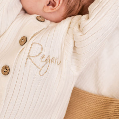 White Personalised Long Sleeve Romper - PRE ORDER