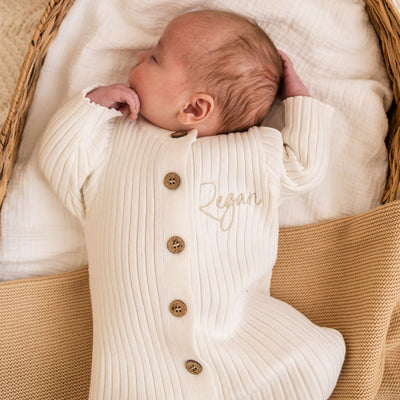 White Personalised Long Sleeve Romper - PRE ORDER