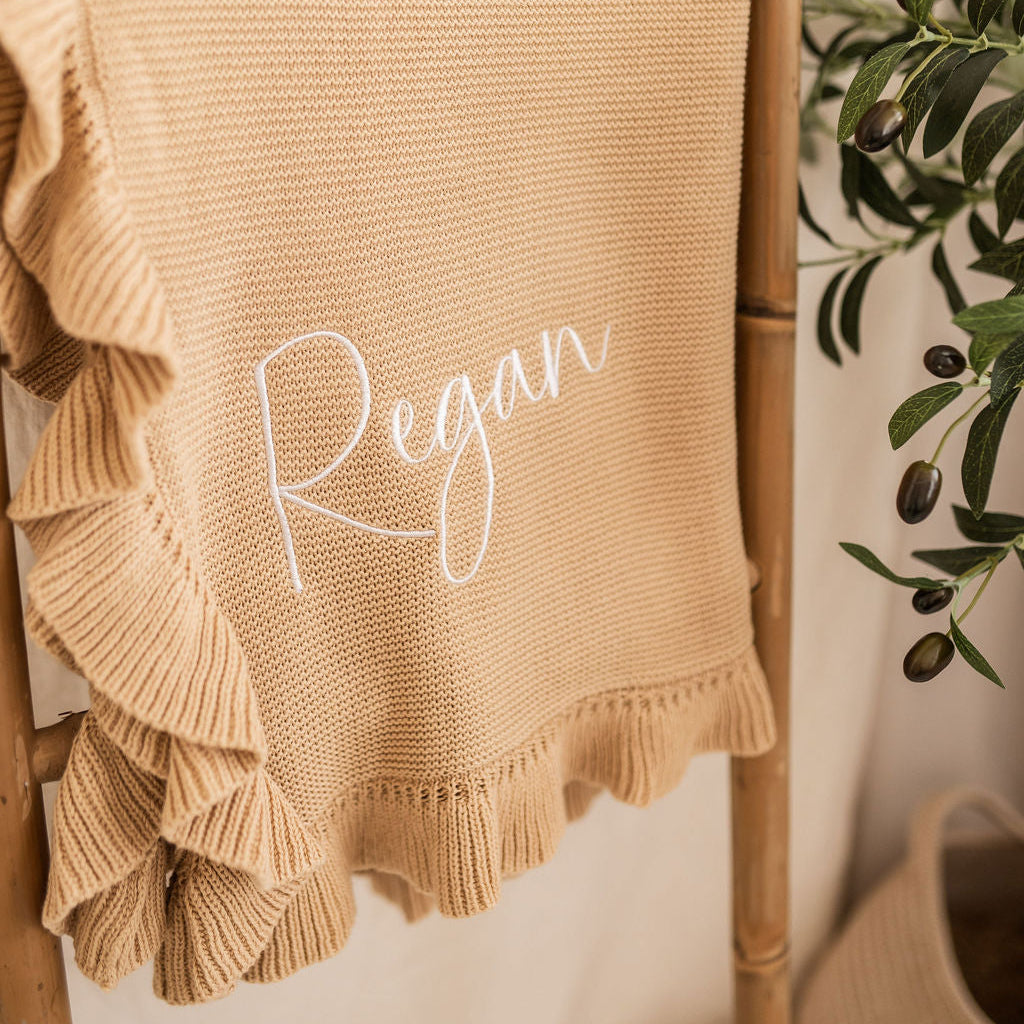 Camel Frill Personalised Blanket - PRE ORDER