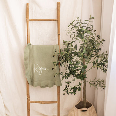 Sage Green Frill Personalised Blanket - PRE ORDER