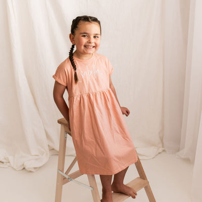 Dusty Pink Embroidered Cotton Dress