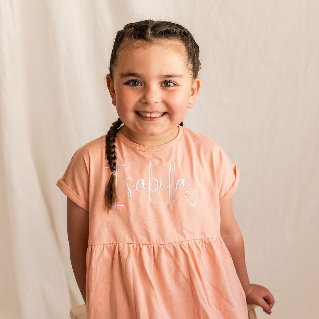 Dusty Pink Embroidered Cotton Dress