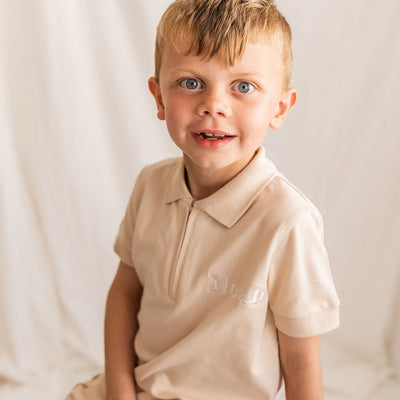Nude Zip Up Polo Personalised Short Set