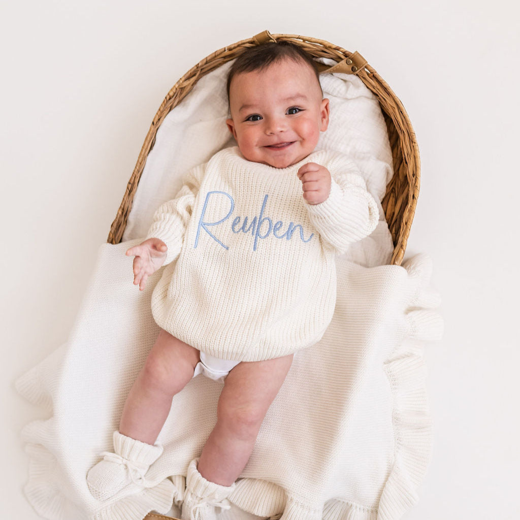 White Script Personalised Knitted Jumper - PRE ORDER