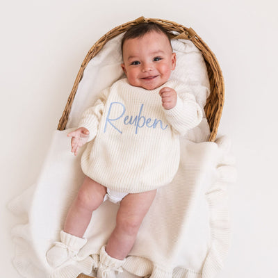 White Script Personalised Knitted Jumper - PRE ORDER