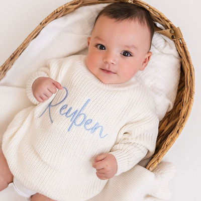 White Script Personalised Knitted Jumper - PRE ORDER