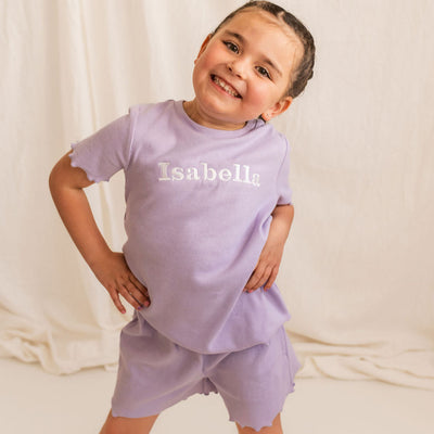 Purple Ribbed Personalised Short Set