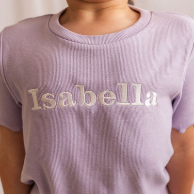 Purple Ribbed Personalised Short Set
