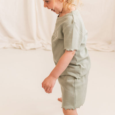 Sage Green Ribbed Personalised Short Set