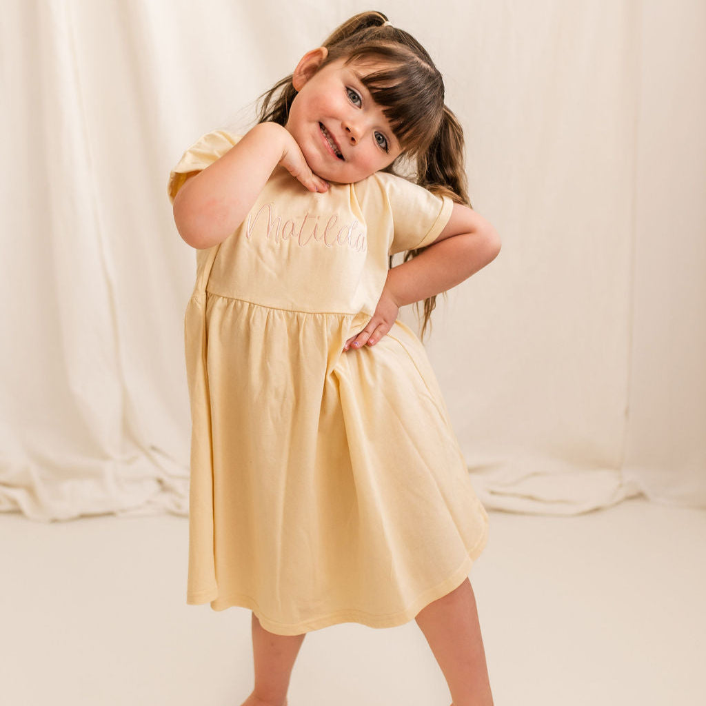 Vanilla Embroidered Cotton Dress
