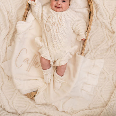 White Frill Personalised Blanket  - PREORDER