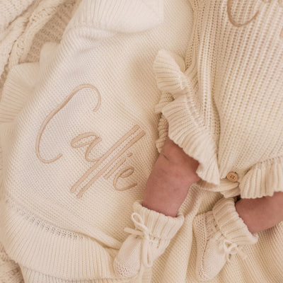 White Frill Personalised Blanket  - PREORDER