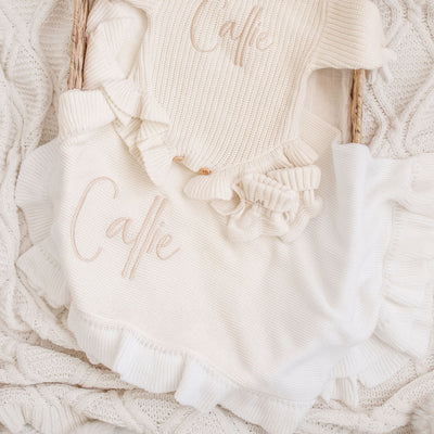 White Frill Personalised Blanket  - PREORDER