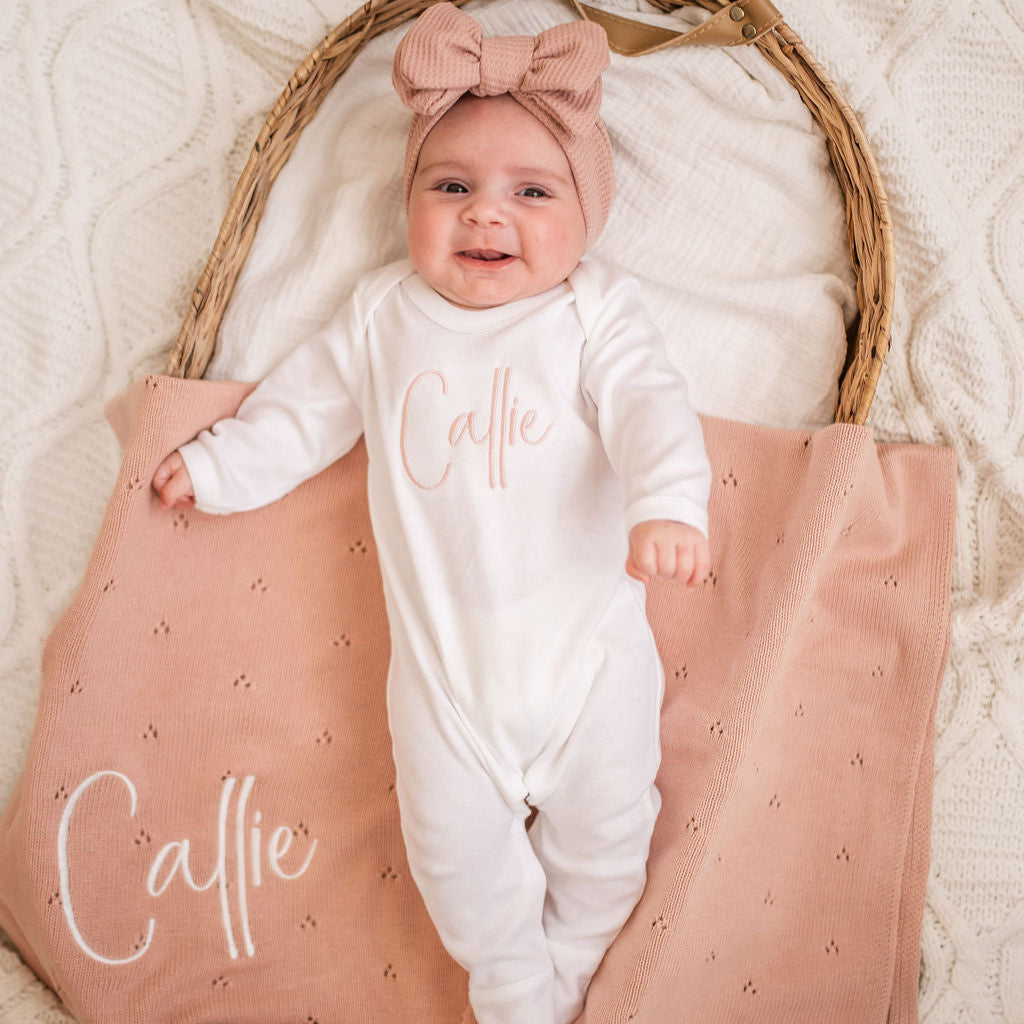 Baby Personalised Script Sleepsuit