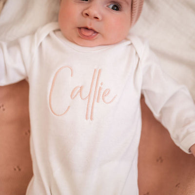 Baby Personalised Script Sleepsuit