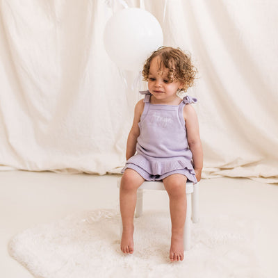 Personalised Purple Knitted Frill Two-Piece Set