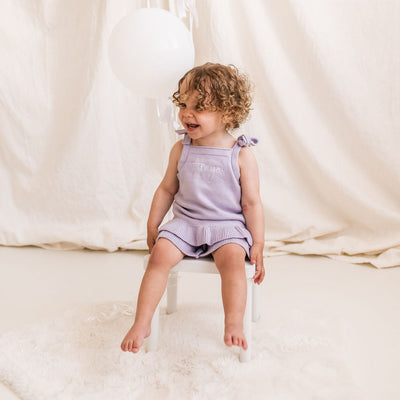 Personalised Purple Knitted Frill Two-Piece Set