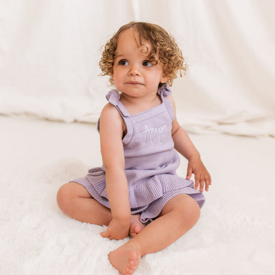 Personalised Purple Knitted Frill Two-Piece Set