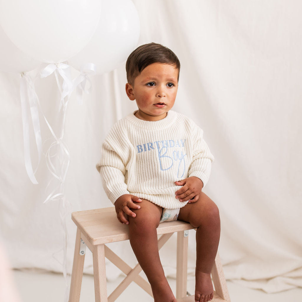Birthday White Personalised Knitted Jumper
