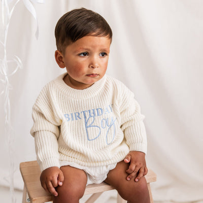 Birthday White Personalised Knitted Jumper