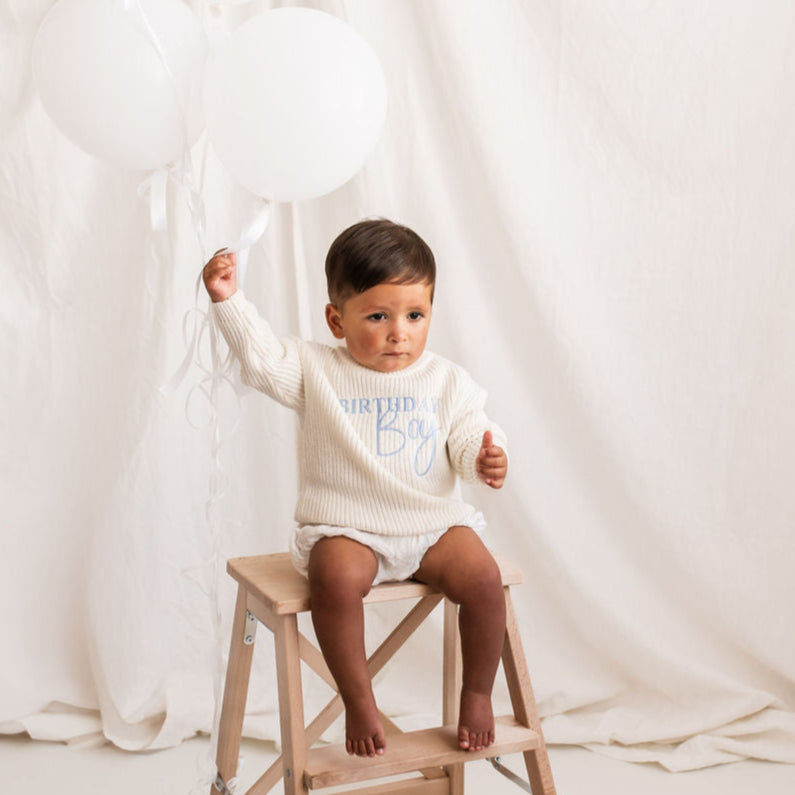 Birthday White Personalised Knitted Jumper