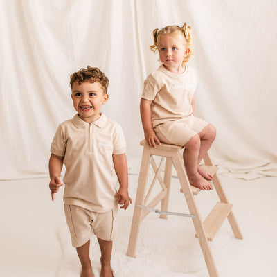 Nude Zip Up Polo Personalised Short Set