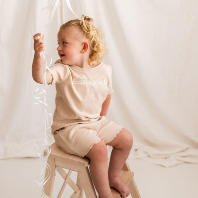 Nude Ribbed Personalised Short Set