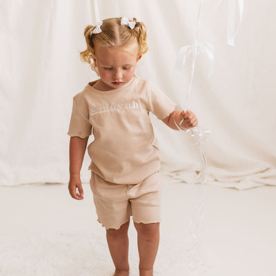 Nude Ribbed Personalised Short Set