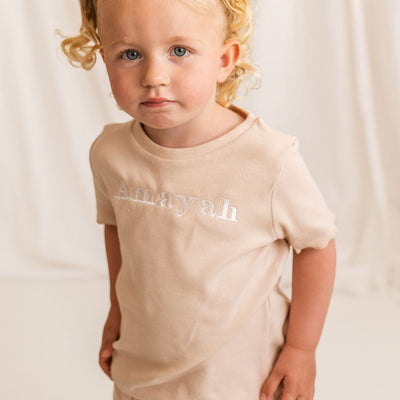 Nude Ribbed Personalised Short Set