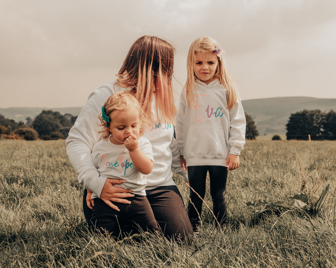 Adult's Rainbow Name Tee/Hoody - Amber and Noah