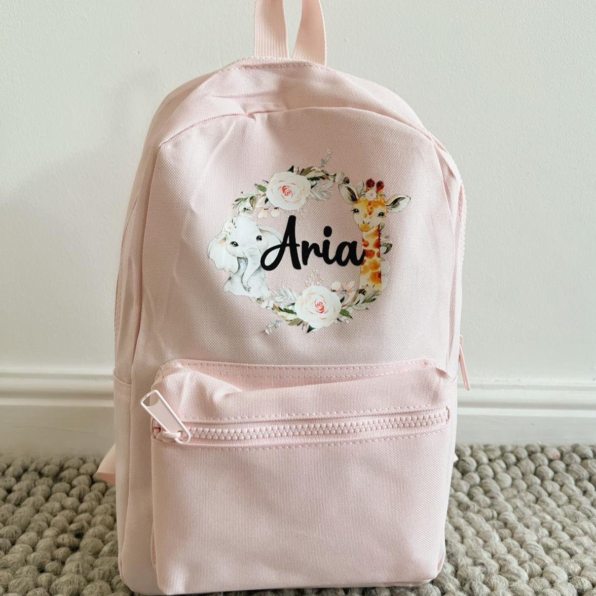 Animal Wreath Personalised Backpack - Amber and Noah