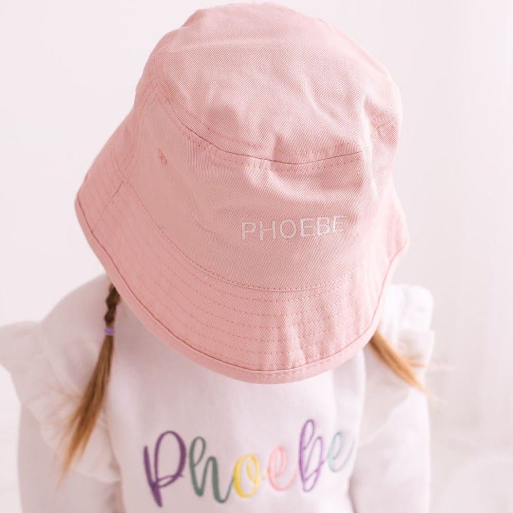 Baby Pink Personalised Bucket Hat - Amber and Noah