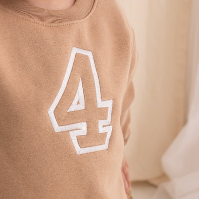 Birthday Varsity Number Embroidered Sweater - Amber and Noah