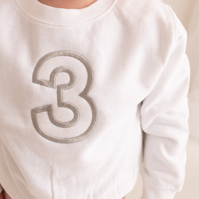Birthday Varsity Number Embroidered Sweater - Amber and Noah