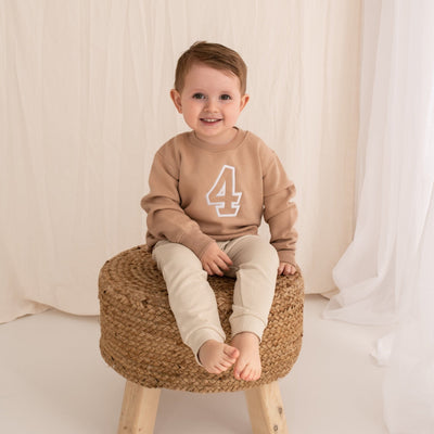 Birthday Varsity Number Embroidered Sweater - Amber and Noah