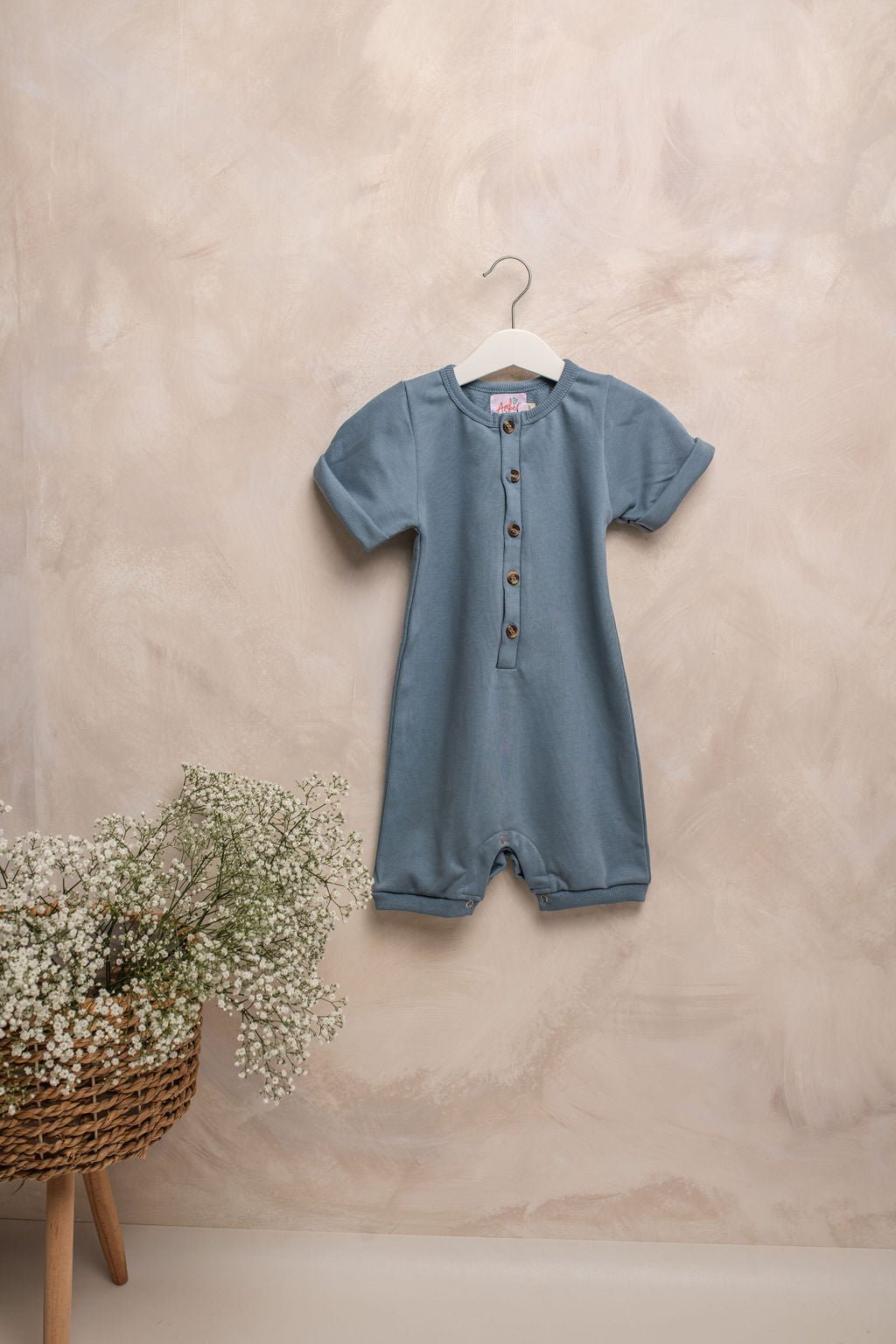 Blue Embroidered Summer Romper - Amber and Noah