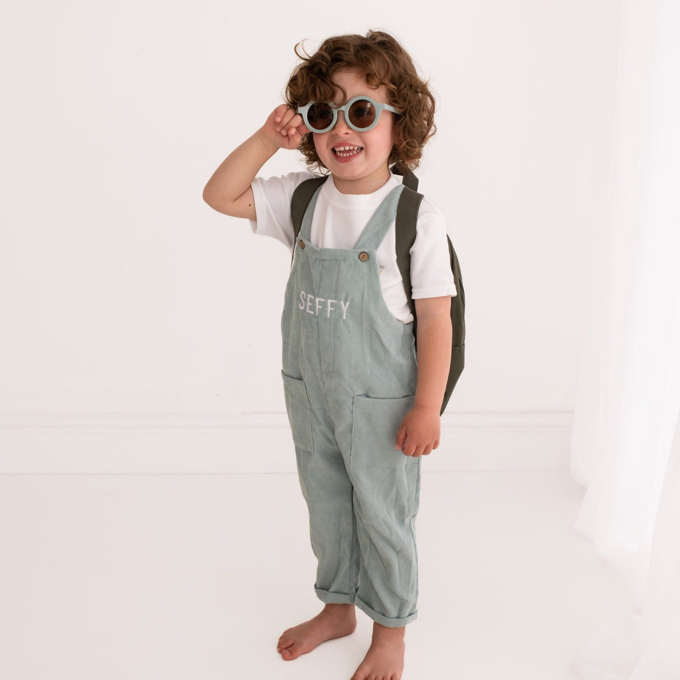 Children's Corduroy Personalised Dungarees - Amber and Noah