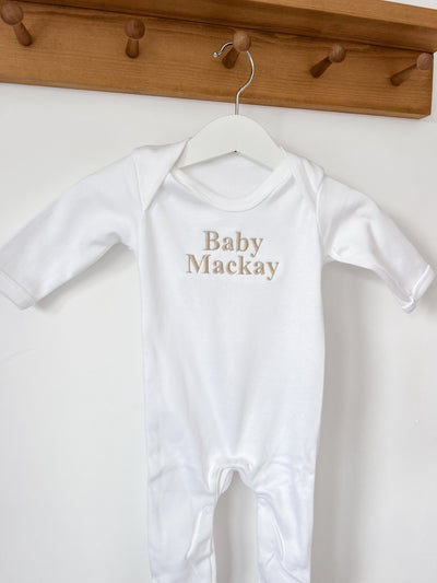 Classic Baby Name Vest/ Sleepsuit - Amber and Noah