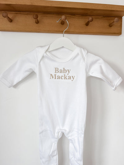 Classic Baby Name Vest/ Sleepsuit - Amber and Noah