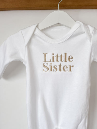 Classic Little Sister Vest/ Sleepsuit - Amber and Noah